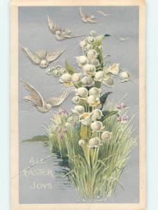 Divided-Back Easter WHITE BIRDS & LILY OF THE VALLEY FLOWERS o5696