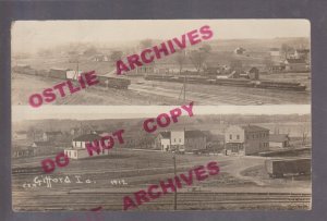 Gifford IOWA RPPC 1912 BIRDSEYE VIEW Trains RAILROAD nr Eldora Hubbard 2 VIEWS