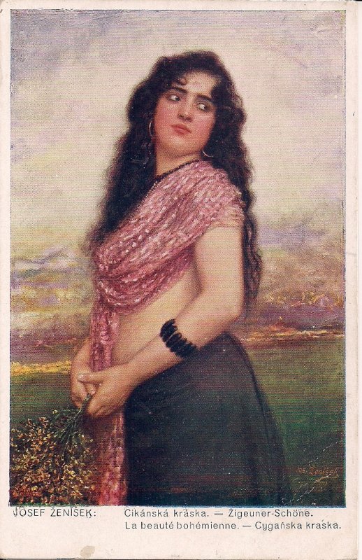 Gypsy, Roma, Beautiful Woman, Zigeunerin, 1916, Hair, Pretty Girl, Artist Signed