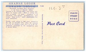 c1940 Grande Lodge Hotel Bungalows Heart Sixty Apartments Dallas Texas Postcard