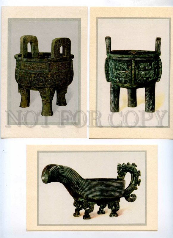 434292 CHINA treasures antiquity set 6 postcards-images on mat original cover