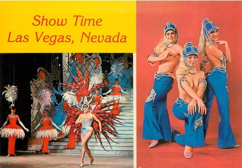Showtime Las Vegas Nevada Topless Show girls Showgirls Postcard 1960's