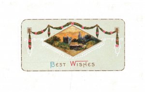 Antique Postcard 1910 Embossed Christmas Best Wishes Unused 5.5 x 3.5