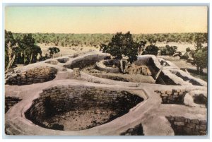 c1940 Sun Temple Mesa Verde National Park Mancos Colorado Hand-Colored Postcard