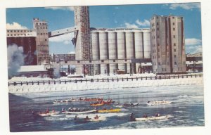 P3152 vintage postcard carnaval de quebec ice canoe race on st lawrence river