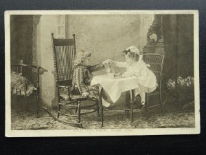 Children's Afternoon Tea Party WILL YOU HAVE SOME TEA c1905 Postcard