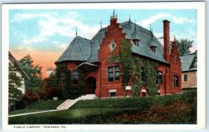 TOWANDA, Pennsylvania  PA   PUBLIC LIBRARY  ca 1920s  Postcard