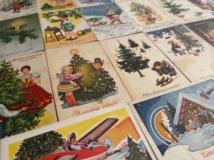 Lot 20 folk & traditions Christmas tree related greetings postcards all Hungary