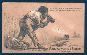 VICTORIAN TRADE CARD Plano Harvester & Binder