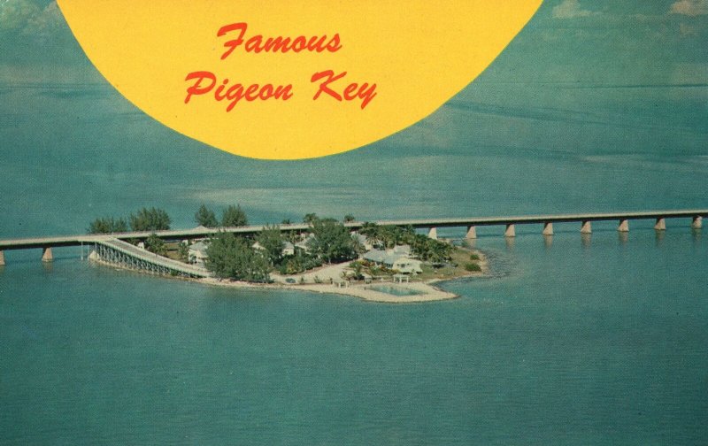 Vintage Postcard Famous Pigeon Key Air View Overseas Highway Pigeon Key Florida 