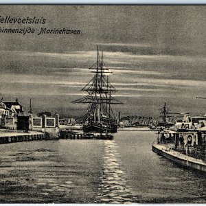 c1910s Hellevoetsluis Netherlands Marinehaven Naval Port Sailboat Sail Ship A150