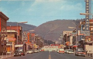 La Grande Oregon 1960s Postcard Main Street Cars Drug Store Bank