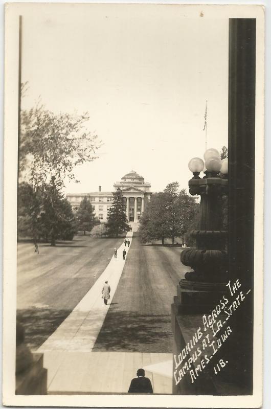 POST CARD,  LOOKING ACROSS THE CAMPUS,  IOWA STATE COLLEGE,  AMES, IOWA