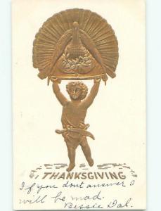 Divided-Back THANKSGIVING SCENE Great Postcard AA0619