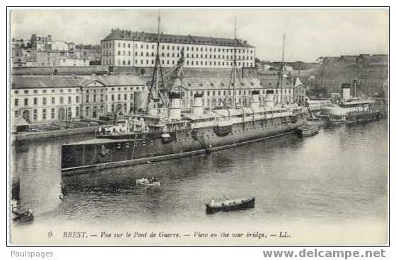 Harbour View of Brest & an Old Ship; View on the war bridge, Divided Back