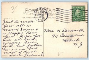 1923 Christmas Wishes Santa Claus With Sack Of Toys Rochester NY Posted Postcard