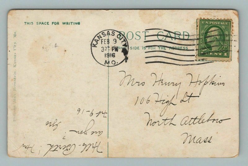 1916 Union Station Kansas City MO Missouri Postcard