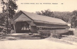 Postcard Old Covered Bridge Woodstock VT