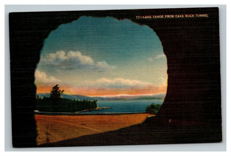 Vintage 1930's Postcard Cave Rock Tunnel Lake Tahoe California