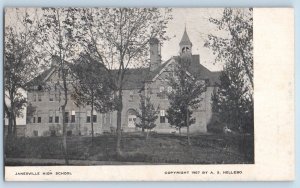 Janesville Wisconsin WI Postcard Janesville High School Building Front View 1910