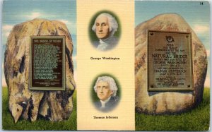 1940s George Washington Thomas Jefferson Natural Bridge Monuments Postcard