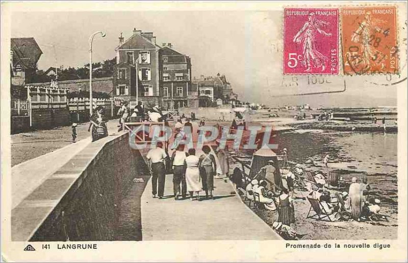 Old Postcard Langrune Walk of the new dike