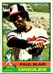 1976 Topps Baseball Card Paul Blair Baltimore Orioles sk13175