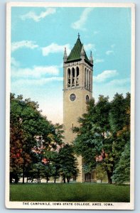 Ames Iowa Postcard Campanile Iowa State College Exterior c1930 Vintage Antique