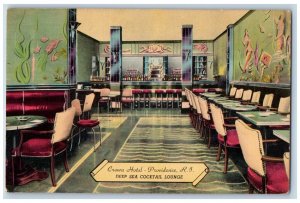 Providence Rhode Island Postcard Crown Hotel Interior View c1940 Vintage Antique