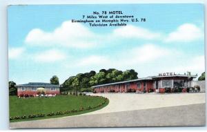 *No 78 Motel Near Birmingham Memphis Hwy Alabama Vintage Postcard B94