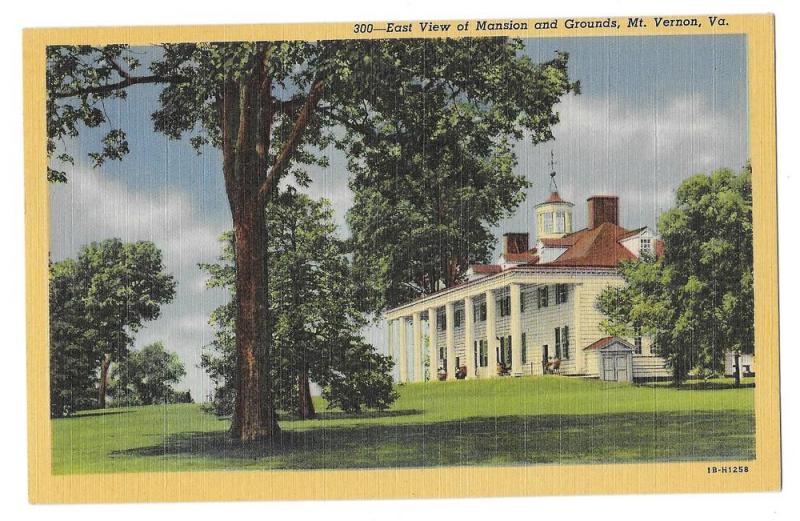 VA Mount Vernon Mansion East View Vintage Linen Postcard