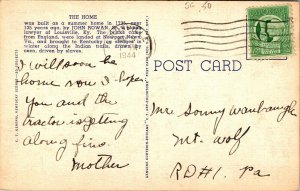 Federal Hill Old Kentucky Home Bardstown KY Linen Postcard PM Cancel WOB Note 
