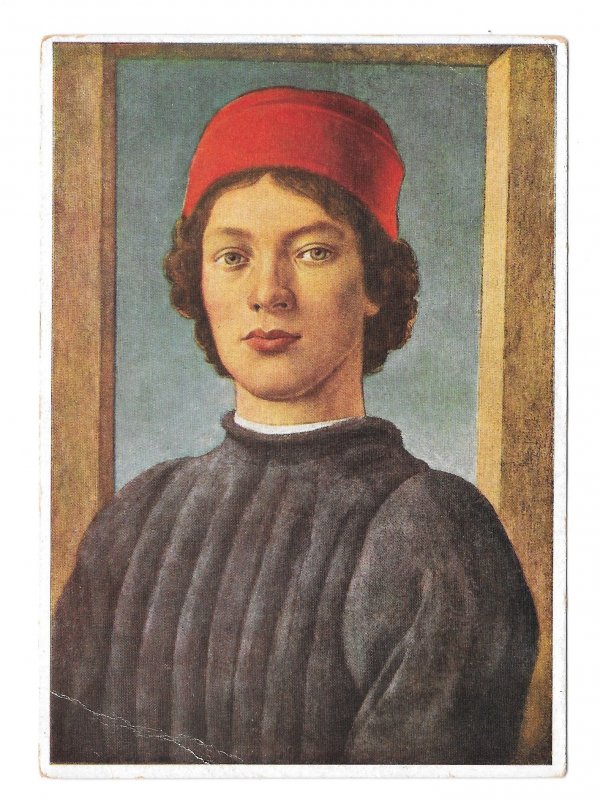 Portrait of a Young Man Botticelli Hanfstaengl nr 335 Kunstlerkarte 4X6 Postcard