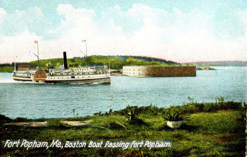 ME - Fort Popham. Boston Boat Passing