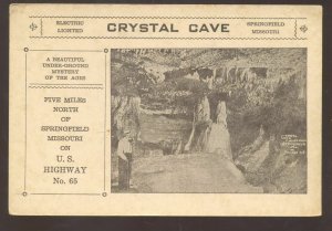 SPRINGFIELD MISSOURI CRYSTAL CAVE INTERIOR ADVERTISING MO. VINTAGE POSTCARD