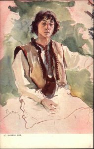 Artist Batowski - Polish Woman Portrait #1126 c1910 Postcard