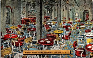 Vtg Washington DC Hotel Annapolis Anchor Room Cocktail Lounge 1940s Postcard