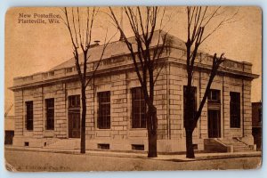 Platteville Wisconsin WI Postcard New Post Office Building Exterior 1910 Vintage