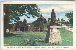 MIDLAND, ONTARIO Canada  Statue KATERI TEKAKWITHA  Martyrs' Shrine  Postcard