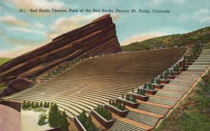 Colorado, Red Rocks Amphitheater Seats Denver Mountain Parks CO Vintage Postcard