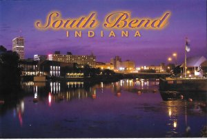 South Bend Indiana at Night St. Joseph River  4 by 6