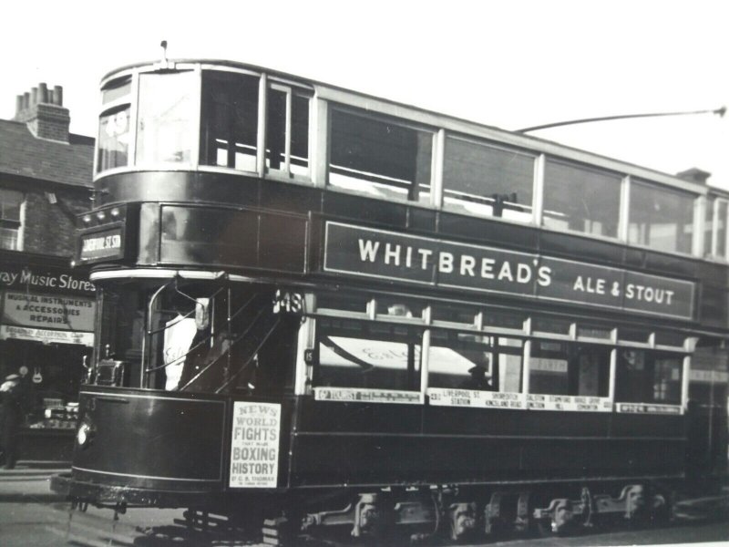 Original Vintage Photo London Transport Tram 743 Edmonton Broadway Music Stores