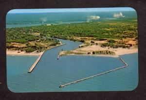 MI Aerial Birds Eye view MANISTEE MICHIGAN Postcard PC Lake Harbor