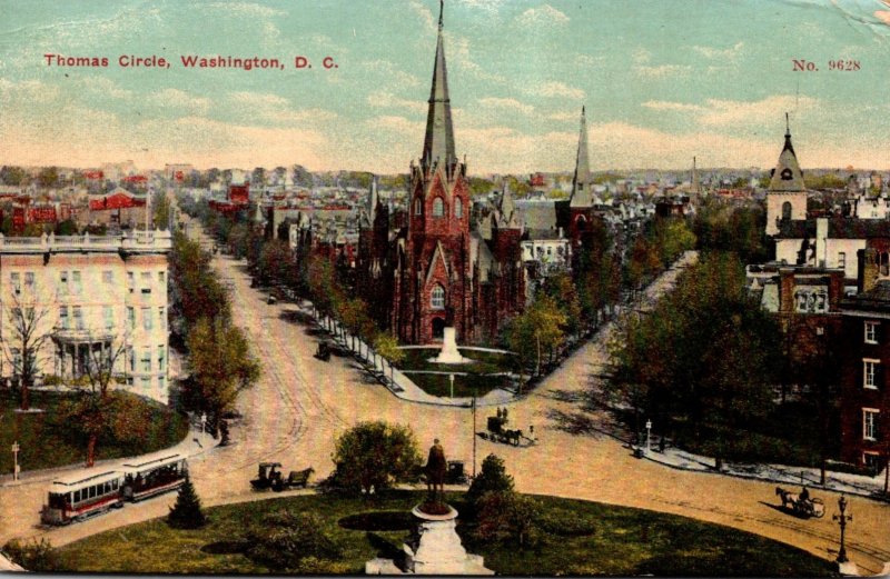 Washington D C Trolleys On Thomas Circle 1913