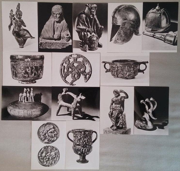 Lot 14 antique art photo postcards Germany Mainz Museum helmets coins statues