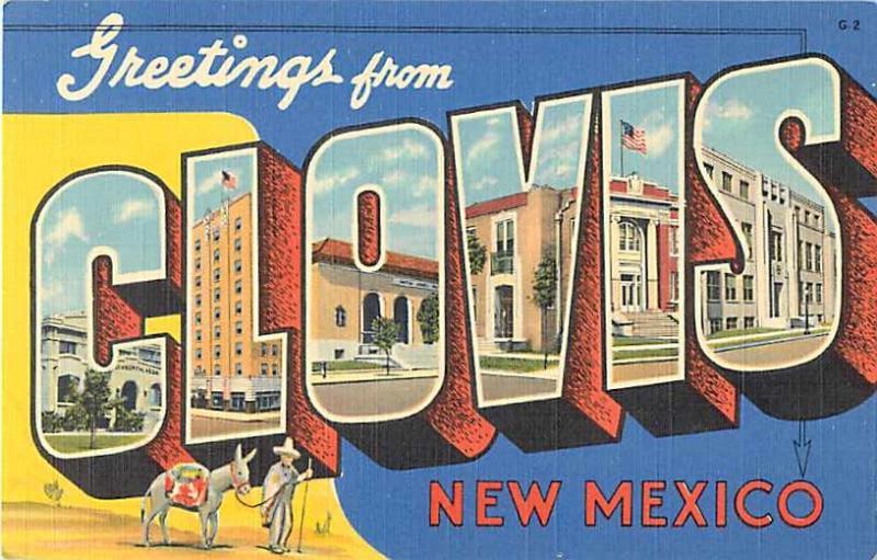 Greetings from Clovis New Mexico, LARGE LETTERS,NM, Linen