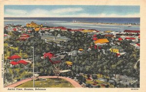 NASSAU, Bahamas   DOWNTOWN BIRD'S EYE VIEW  Homes~City  c1940's Linen Postcard