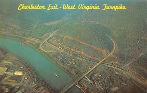 WV,  CHARLESTON EXIT~West Virginia Turnpike AERIAL VIEW  c1950's Chrome Postcard