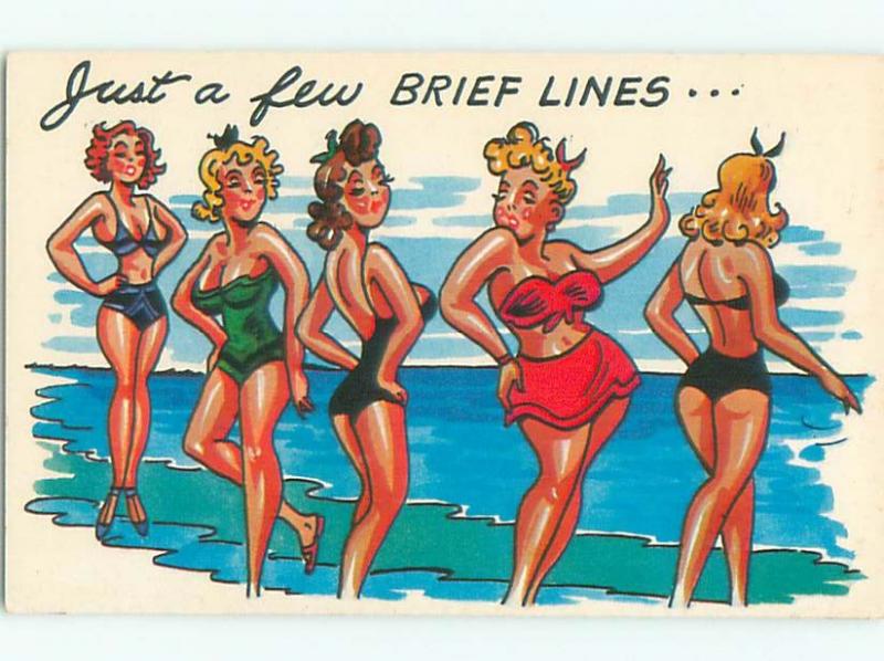 Pre-1980 Risque Comic LINE OF SEXY GIRLS AT THE BEACH AB7012-12