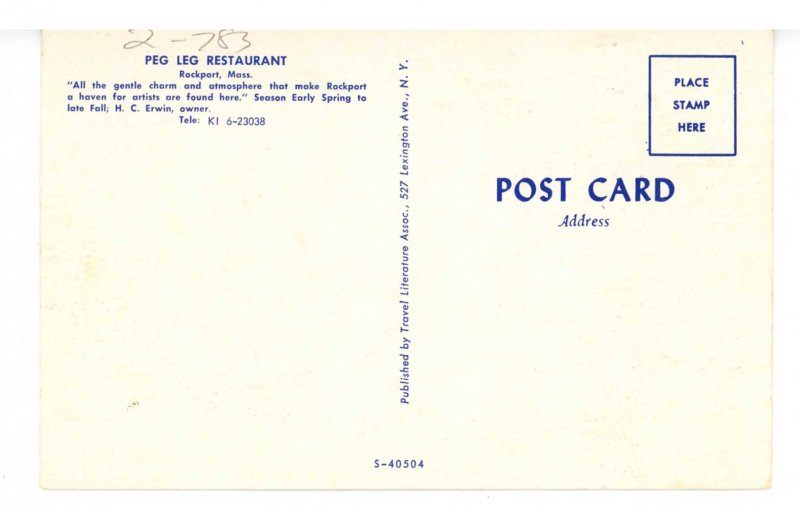 MA - Rockport. Peg Leg Restaurant